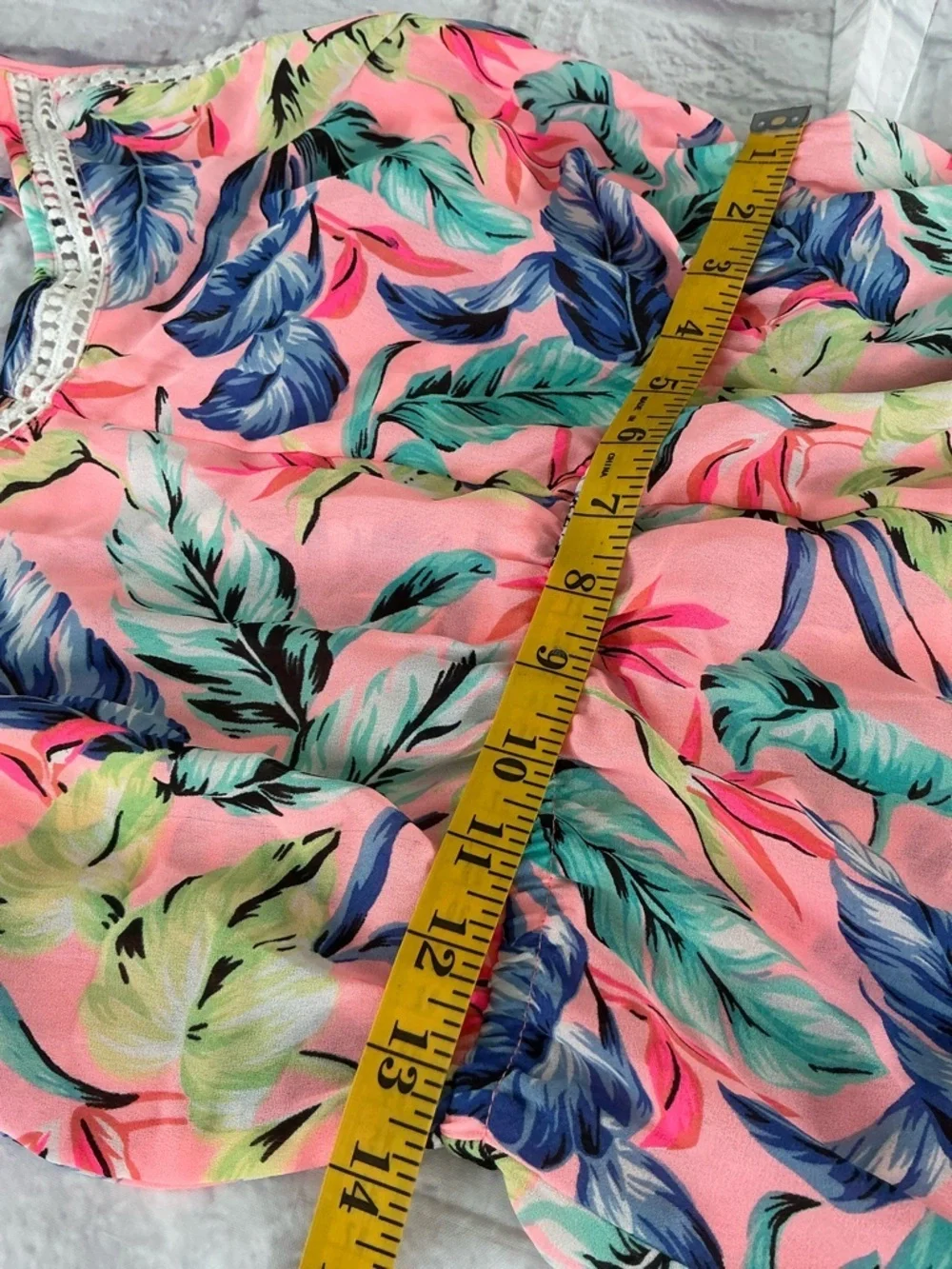Girls' Tropical Print Pink One-Piece Romper